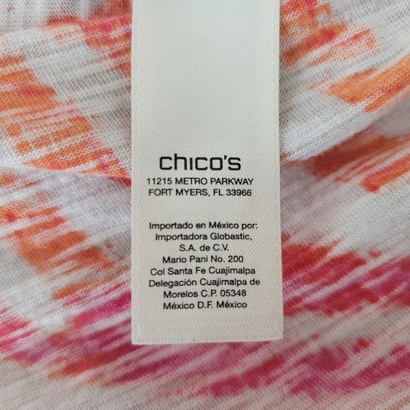 Chico's Vibrant Zebra Split Neck Top Women's 3 16 - Picture 6 of 7